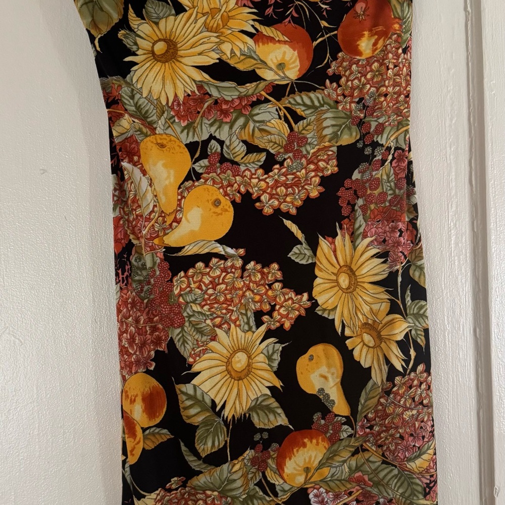 NWT Hale Bob Black Strapless Dress with Floral Accents